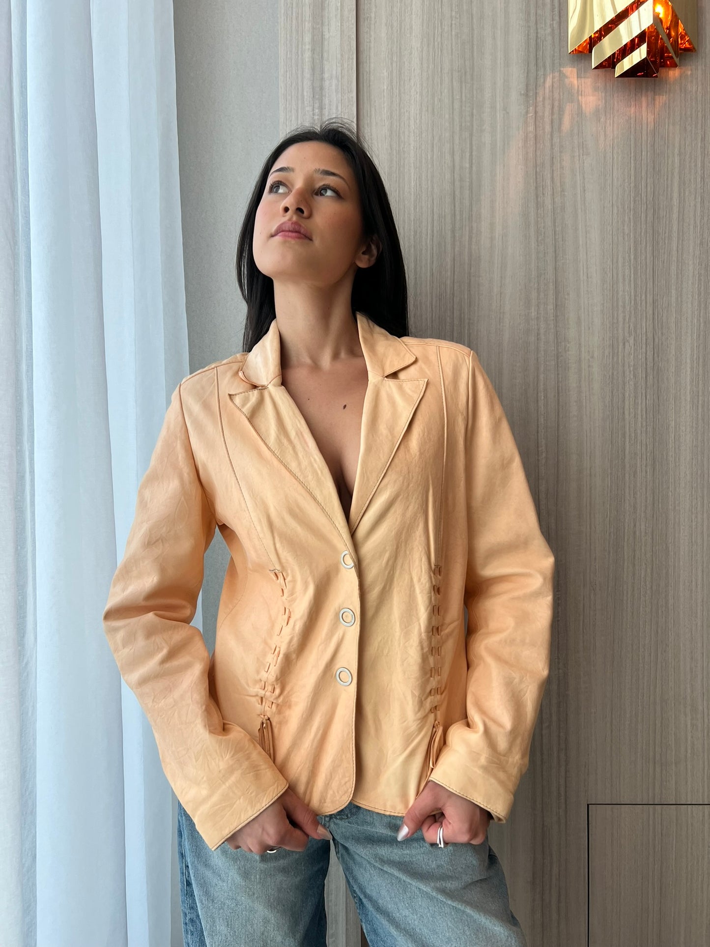 Light orange leather jacket