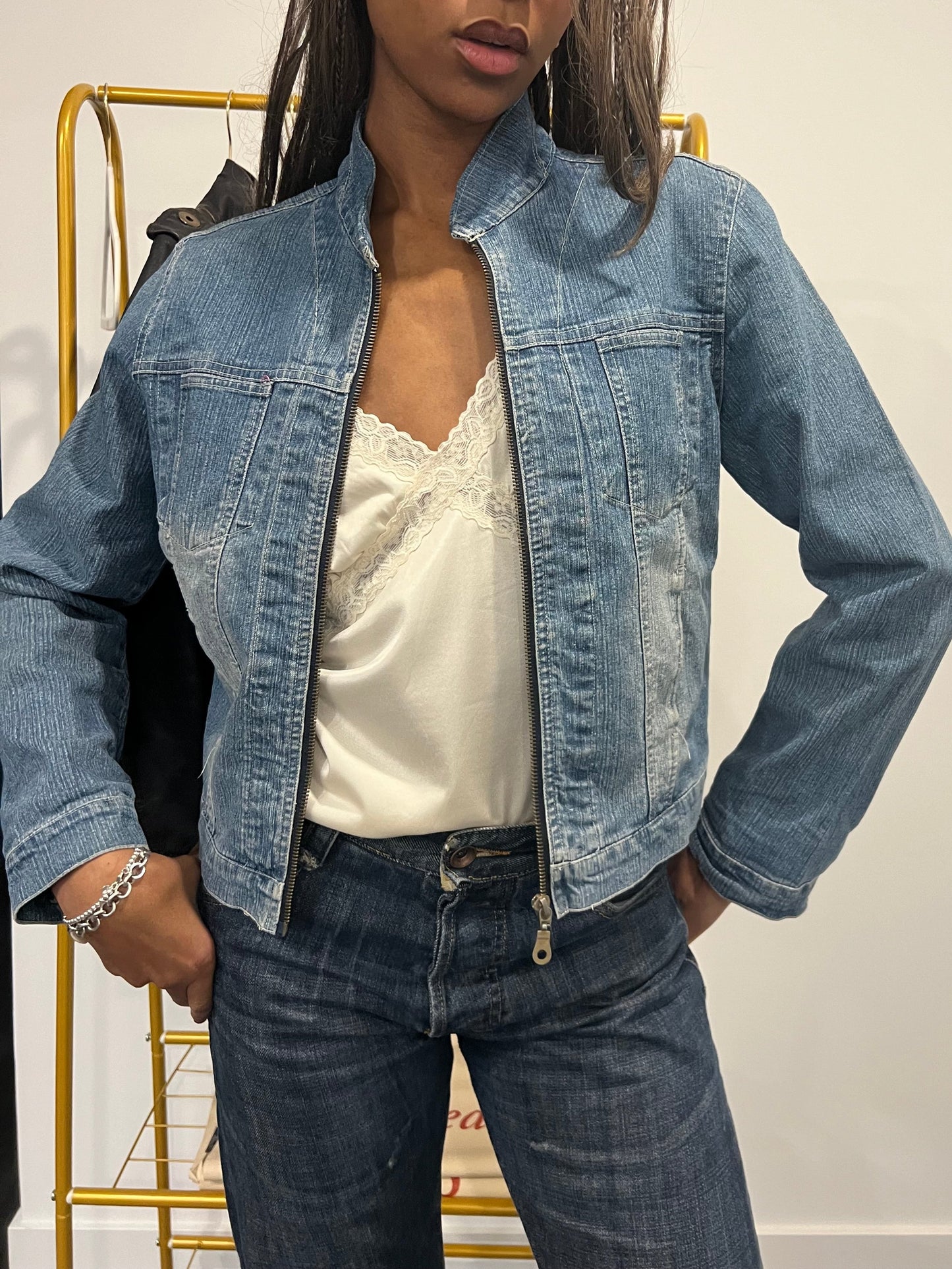 Bomber Style Denim Jacket