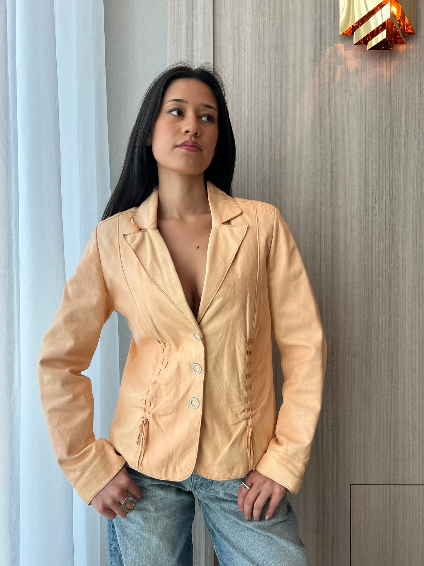 Light orange leather jacket