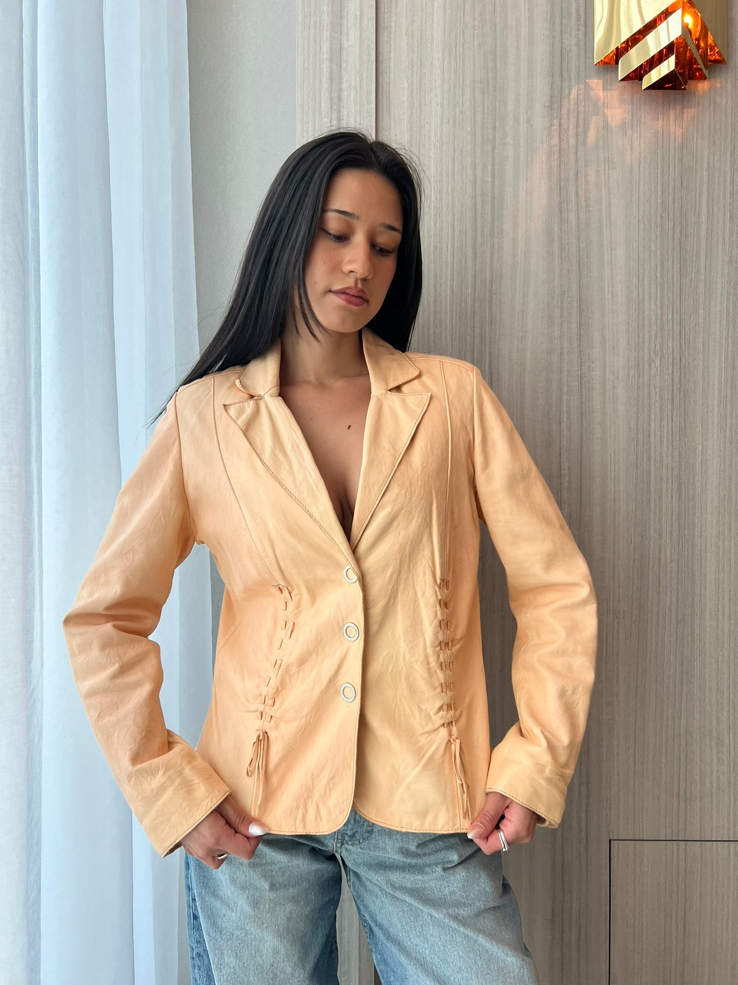 Light orange leather jacket