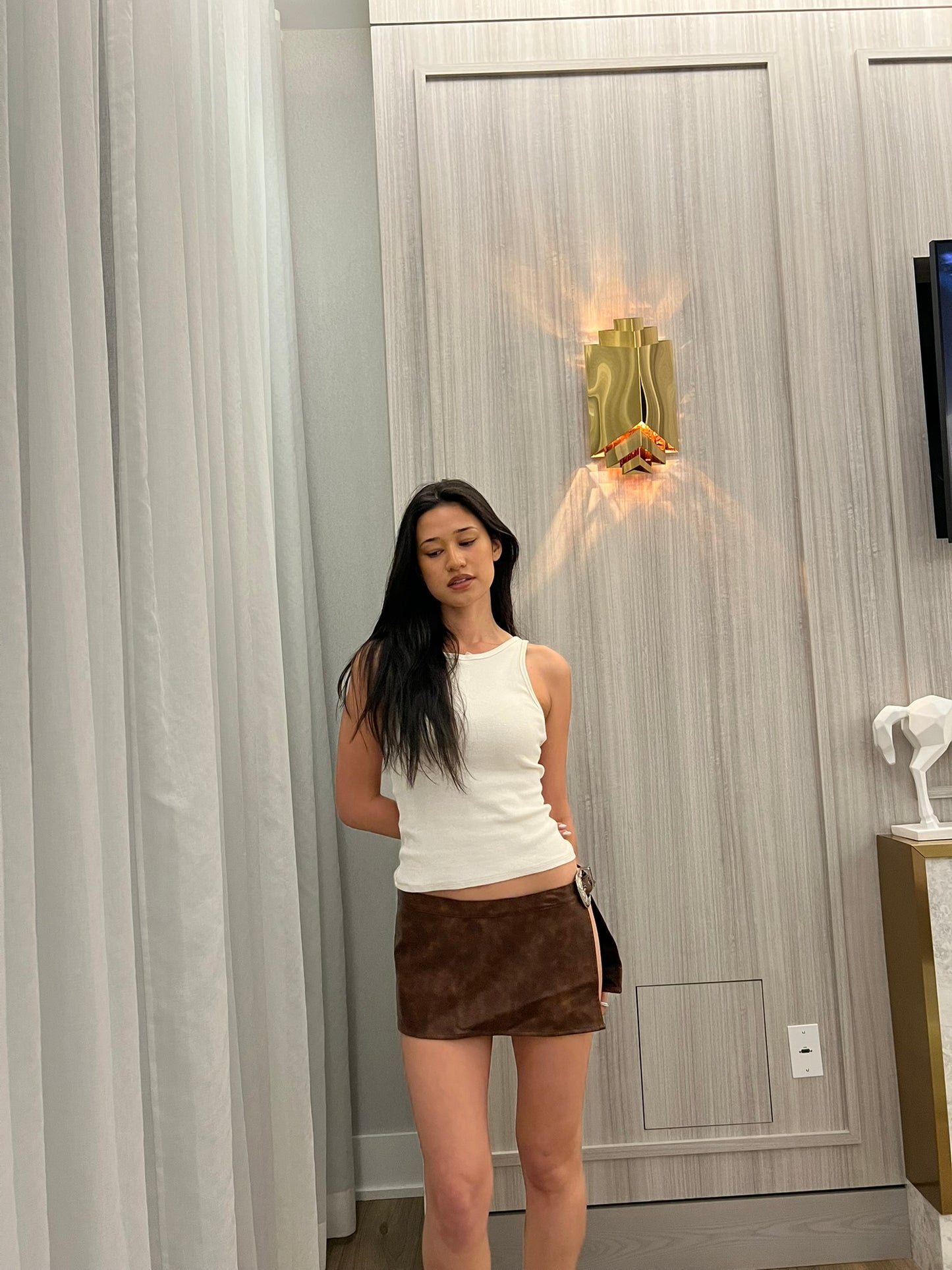 Matte brand mini skirt