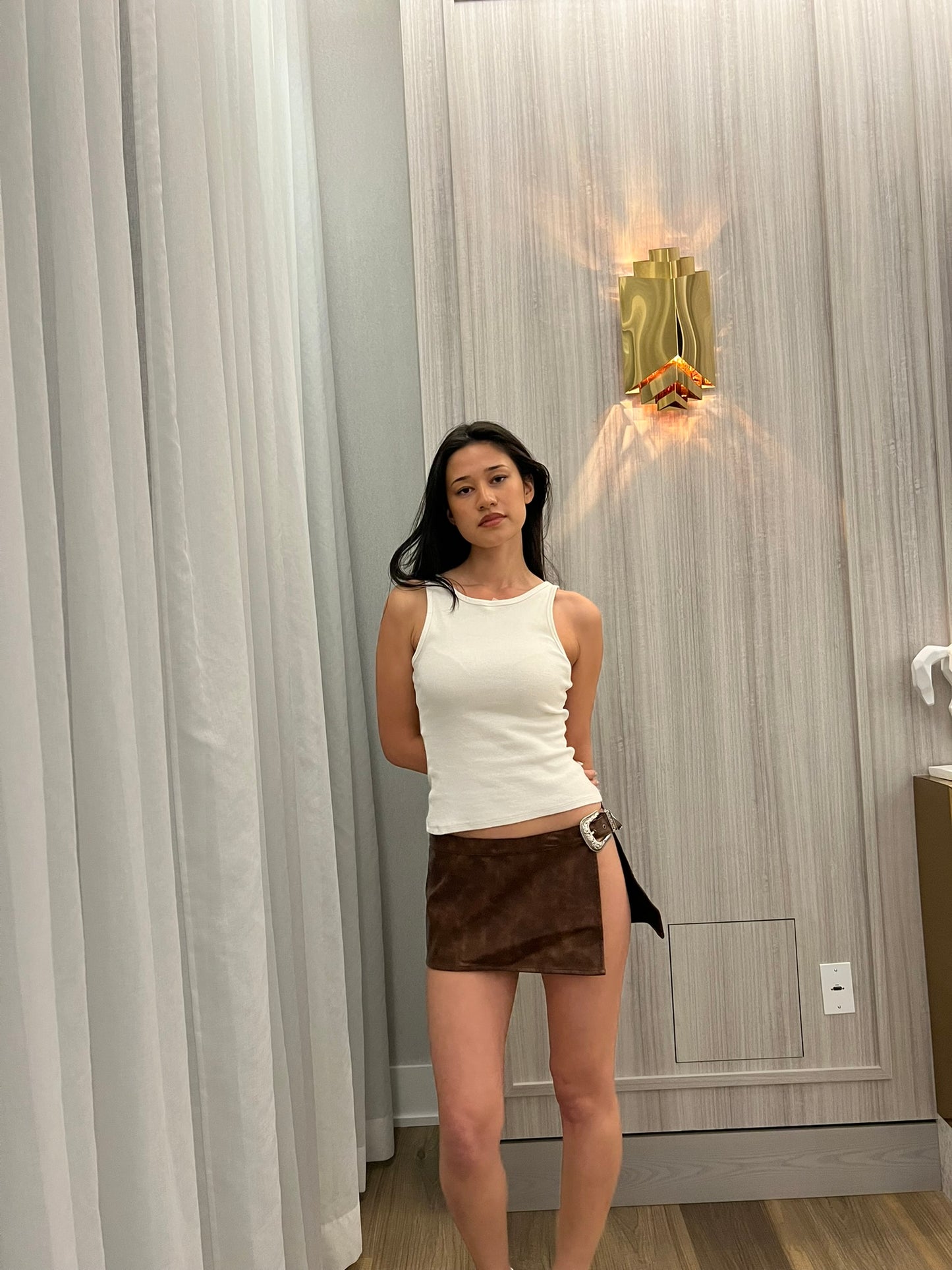 Matte brand mini skirt