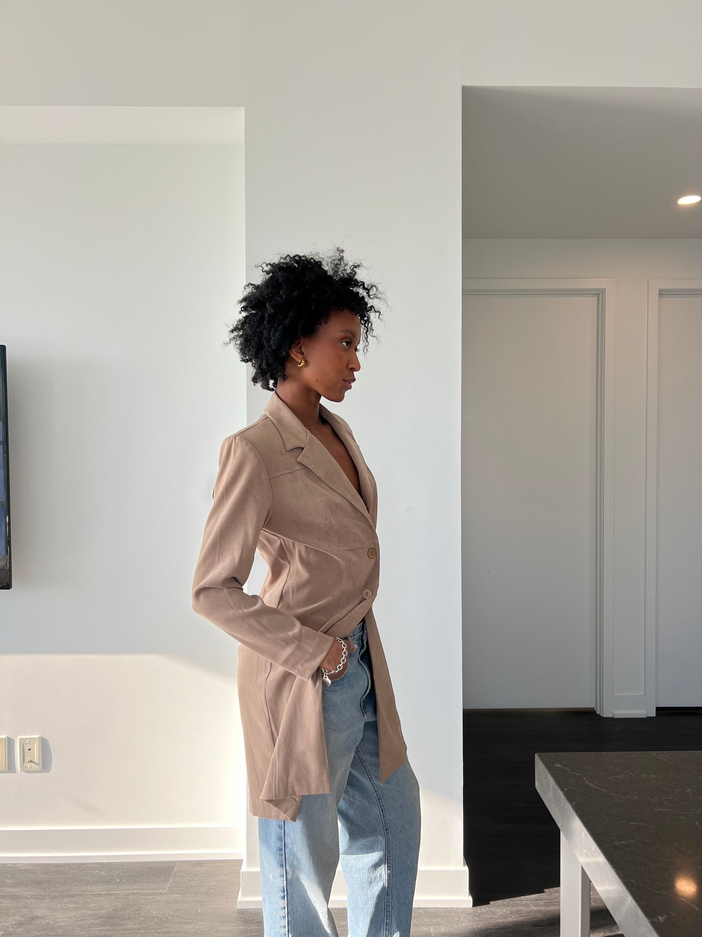 The Light Brown Suede Overshirt (The Mocha Throw)