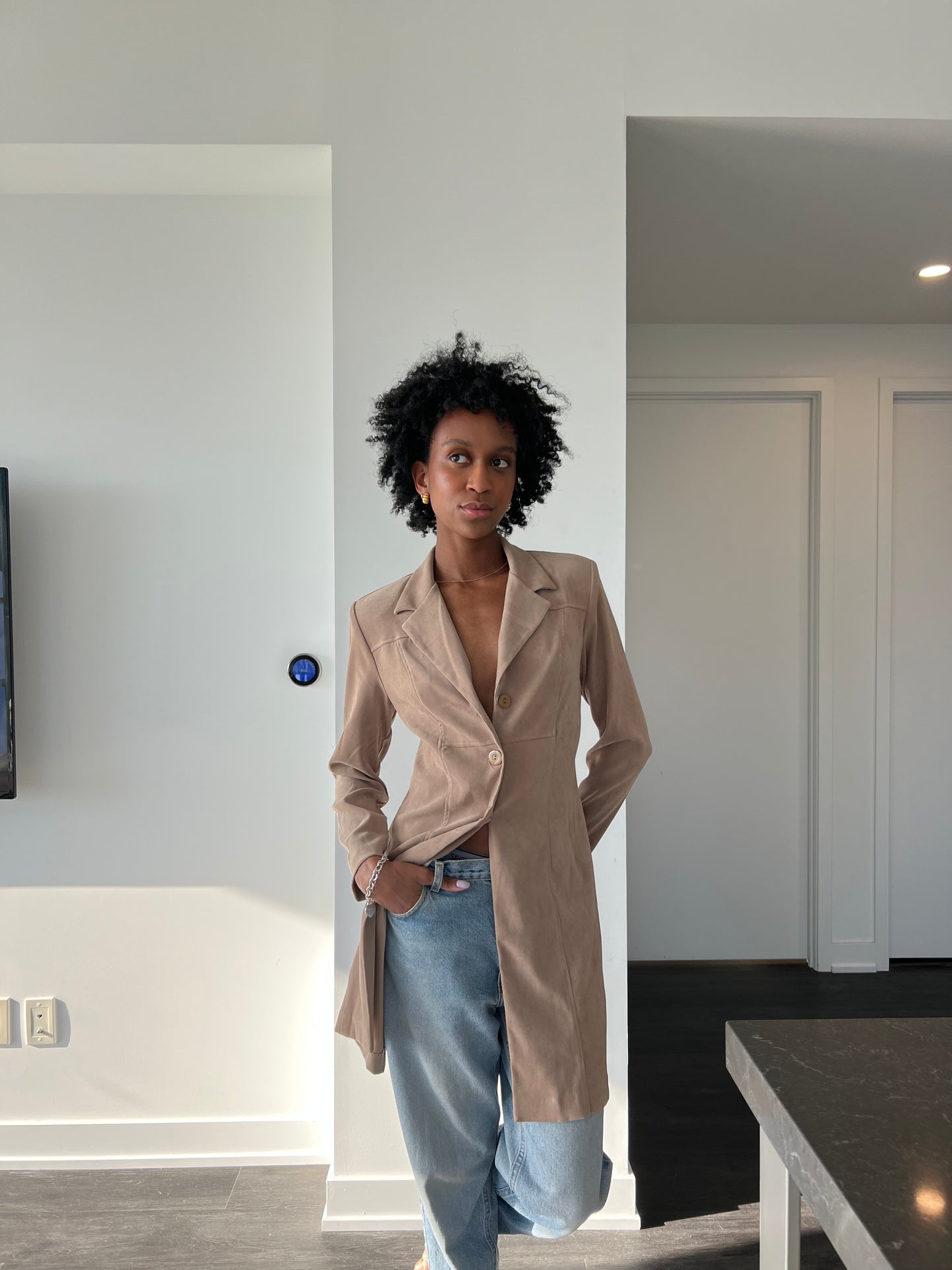 The Light Brown Suede Overshirt (The Mocha Throw)