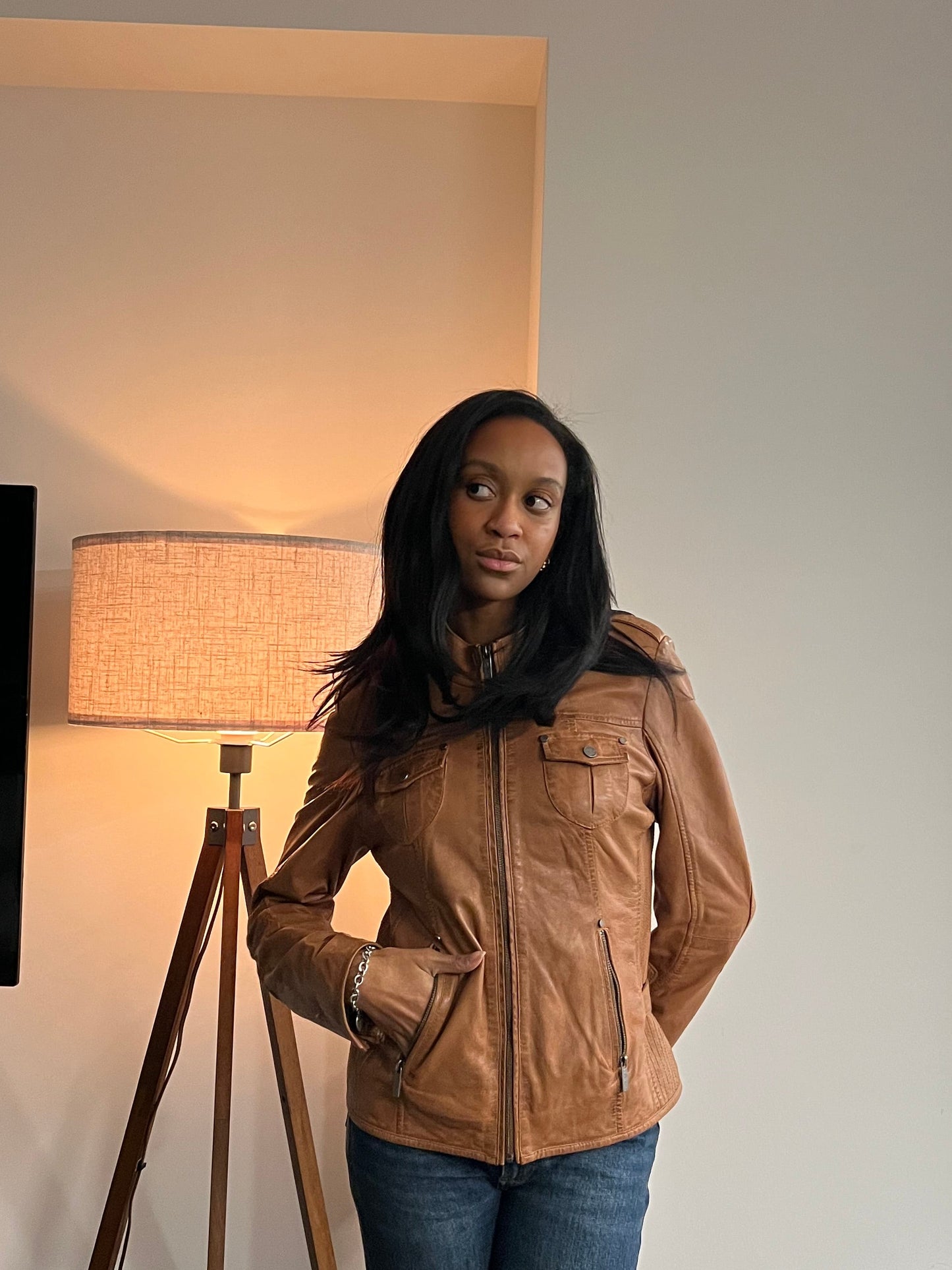 Camel leather jacket