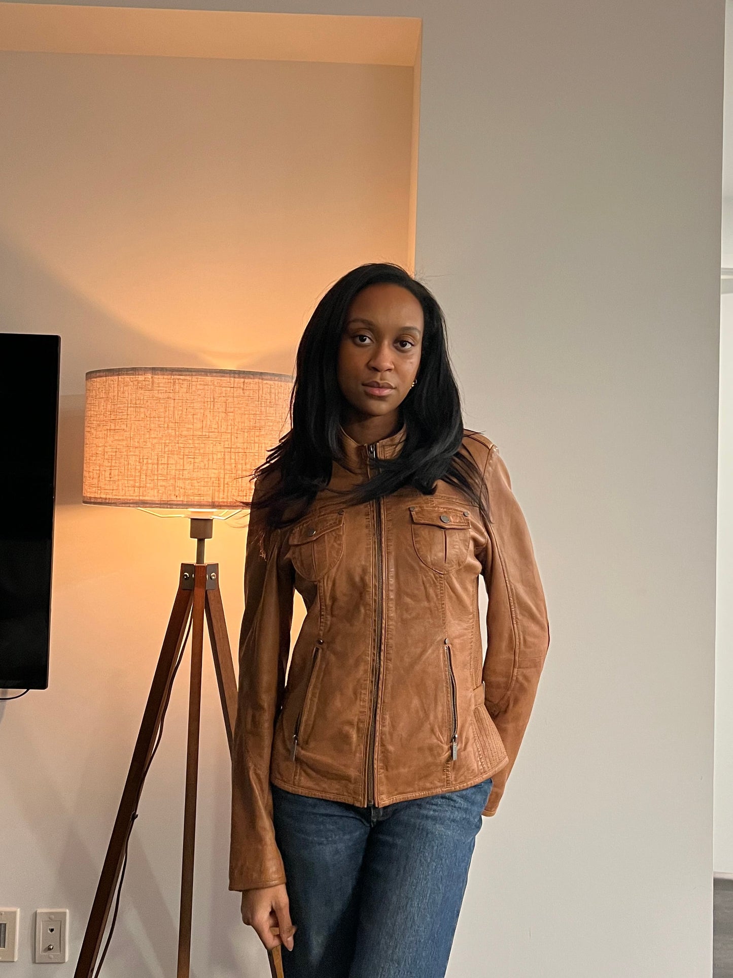 Camel leather jacket