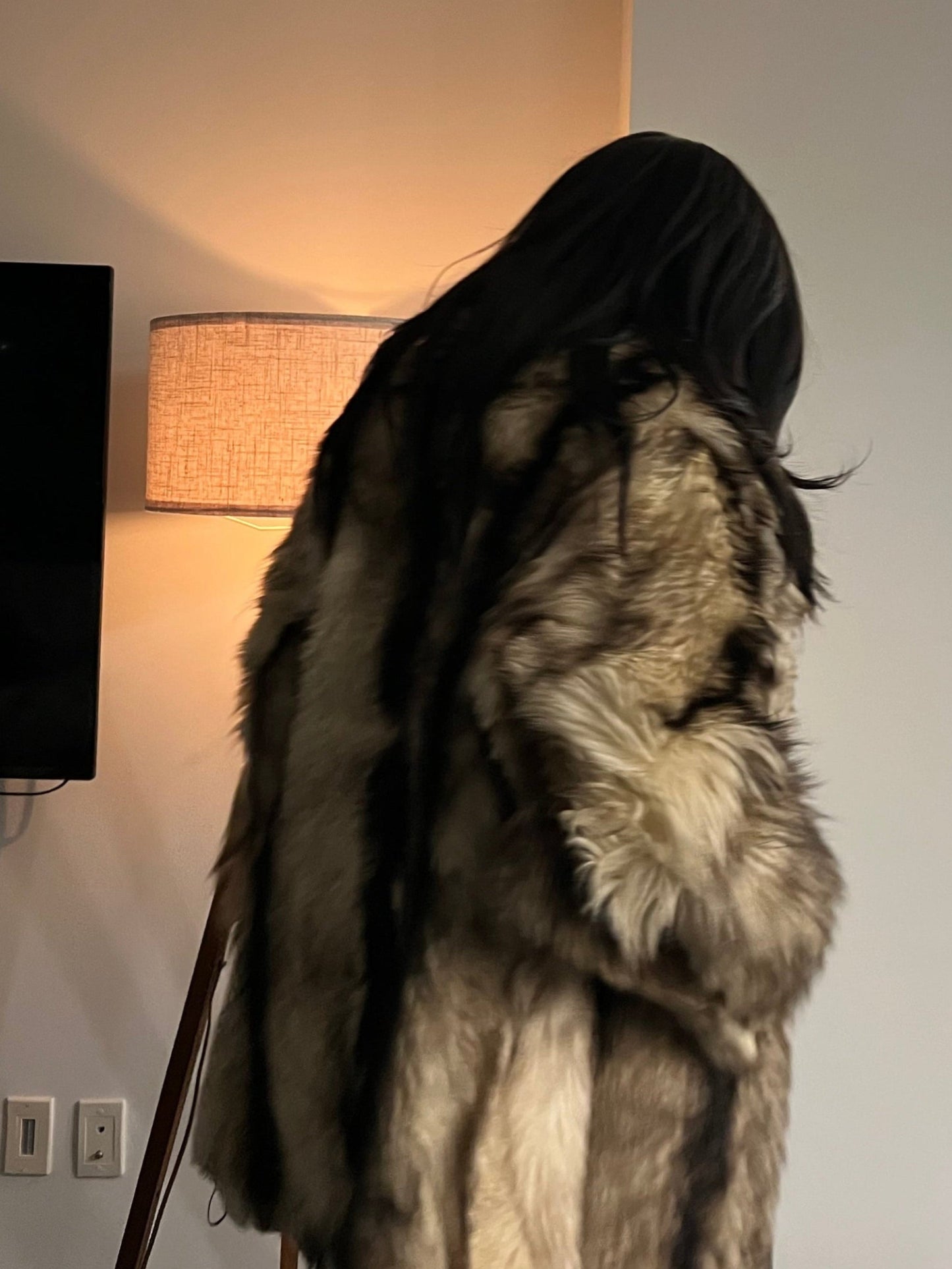 Skunk stripe faux fur