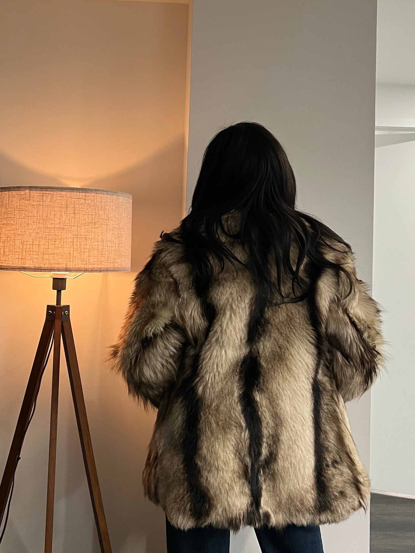 Skunk stripe faux fur