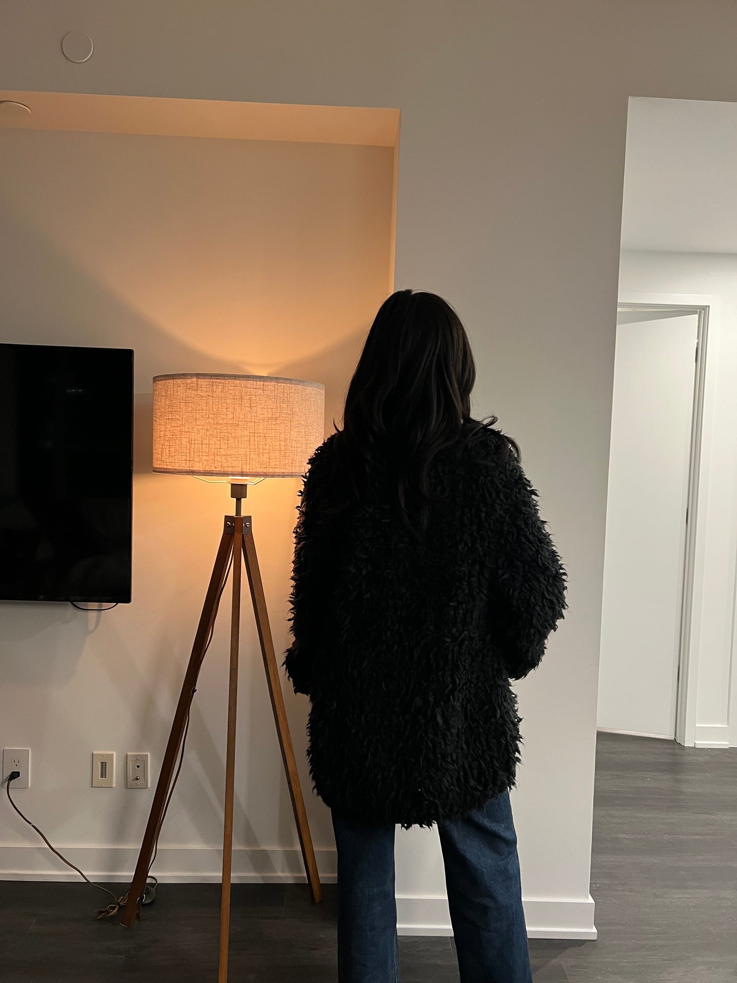 Oversized black fluffy sweater