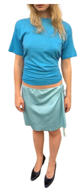 Aquamarine blue satin tie skirt