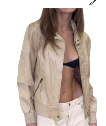 Beige leather jacket